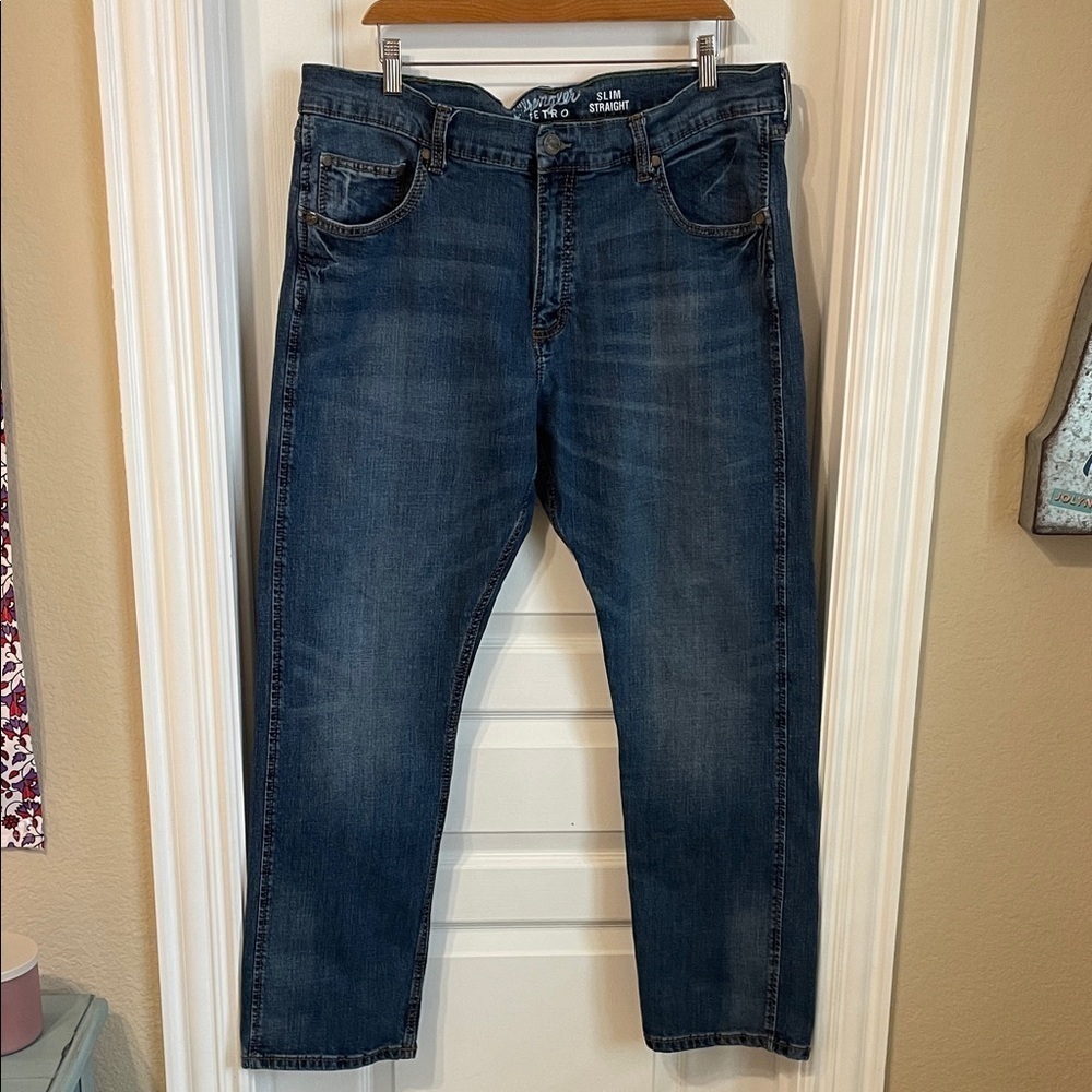 Wrangler Blue Straight Leg Jeans Classic Denim western workwear casual classic